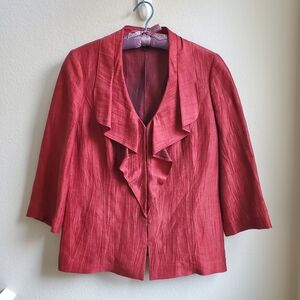 Nordstrom ruffled Top/Jacket in cranberry red, Medium